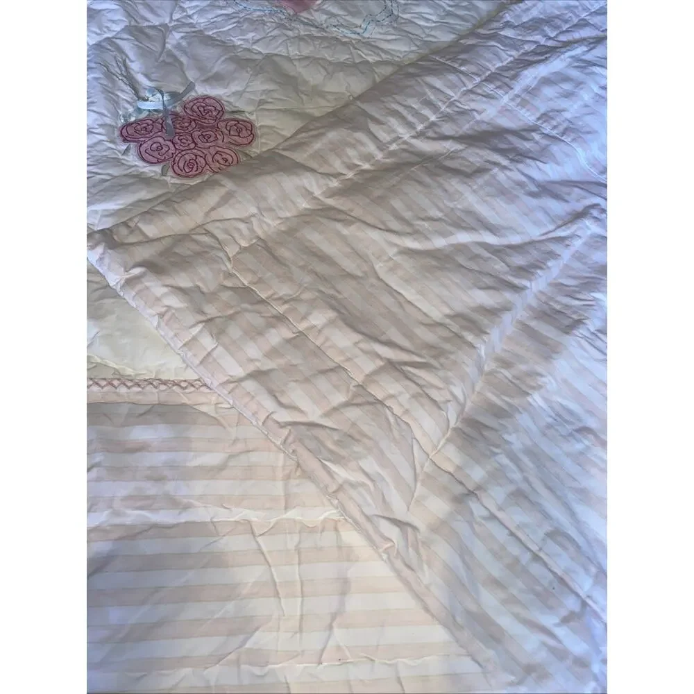 Simply Shaggy Chic Applique Embroidered Quilt Bedspread 84”x 84” Girl’s Princess
